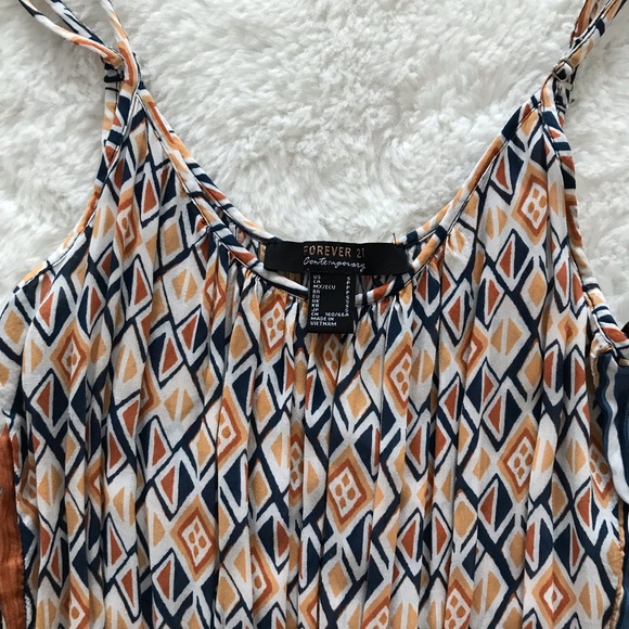 Forever 21-Contemporary Collection - Orange & Blue Patterned Jumpsuit - Picture 4 of 11